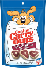 Front of Canine Carry Outs  Dog Treats Steak Bites Beef Flavor 4.5-oz