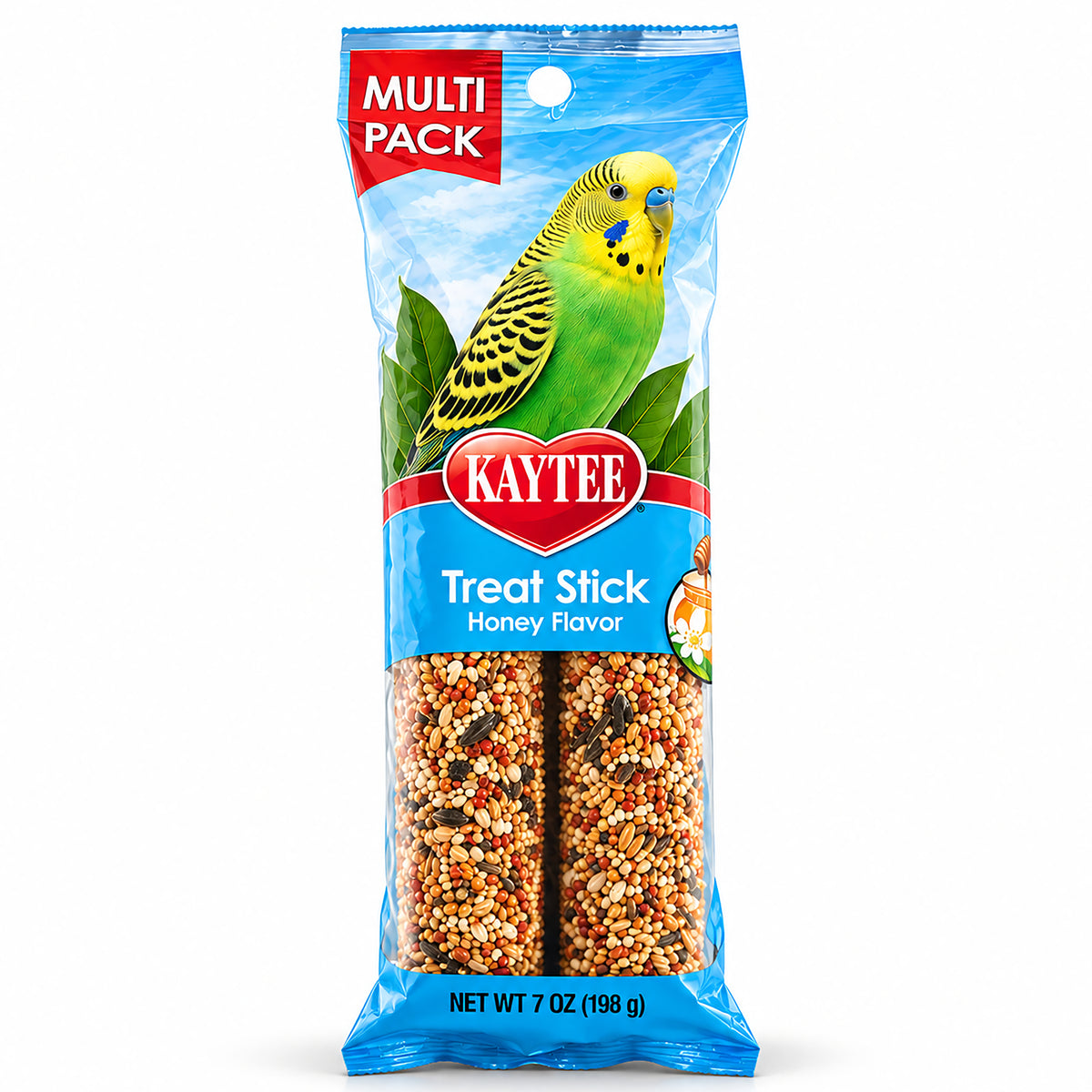 Front of Kaytee Honey Flavor Treat Stick for Parakeet 7-oz