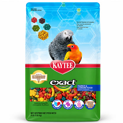 Front of Kaytee Exact Rainbow Parrot & Conure Food 4-lb