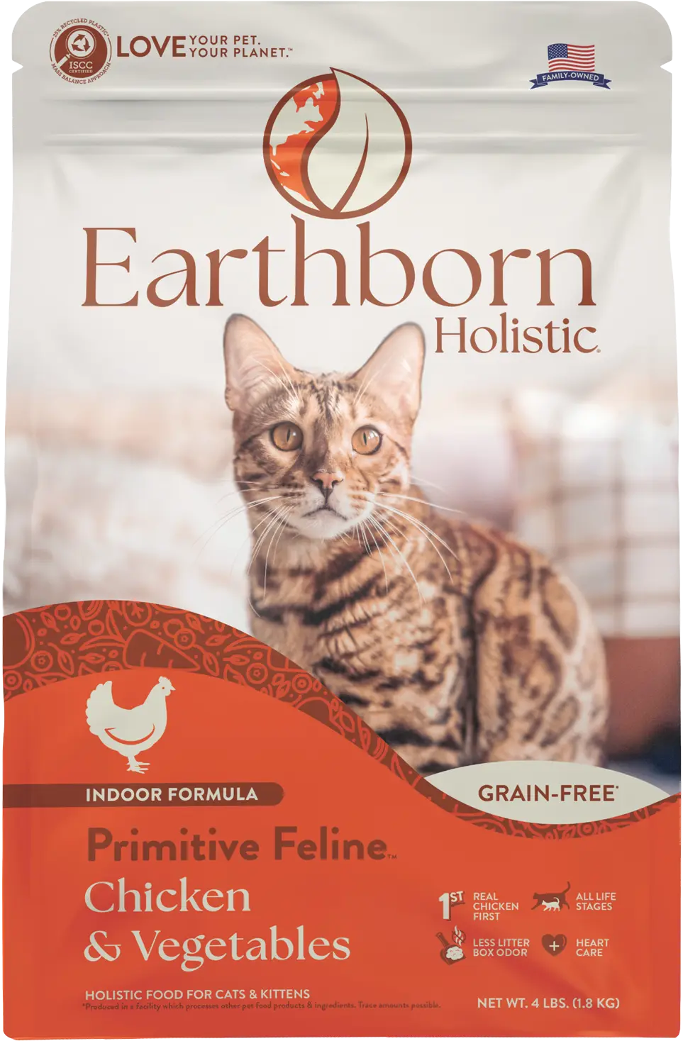 Earthborn Holistic Primitive Feline Grain-Free Indoor Formula Dry Cat Food Chicken & Vegetables