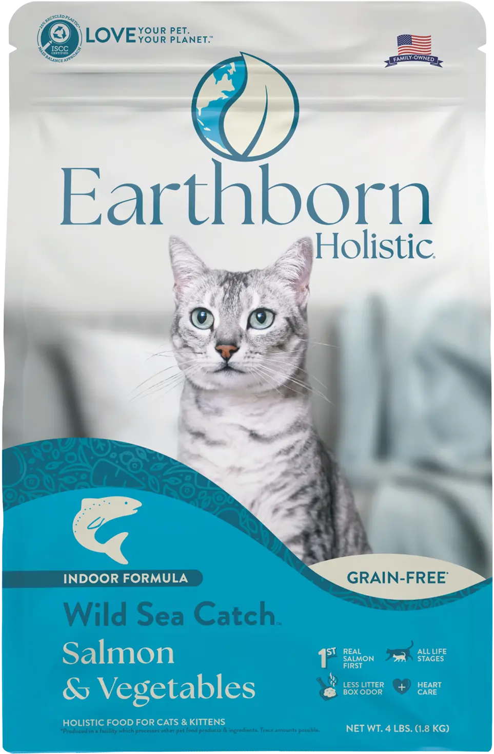 Earthborn Holistic Wild Sea Catch Grain-Free Indoor Formula Dry Cat Food Salmon & Vegetables