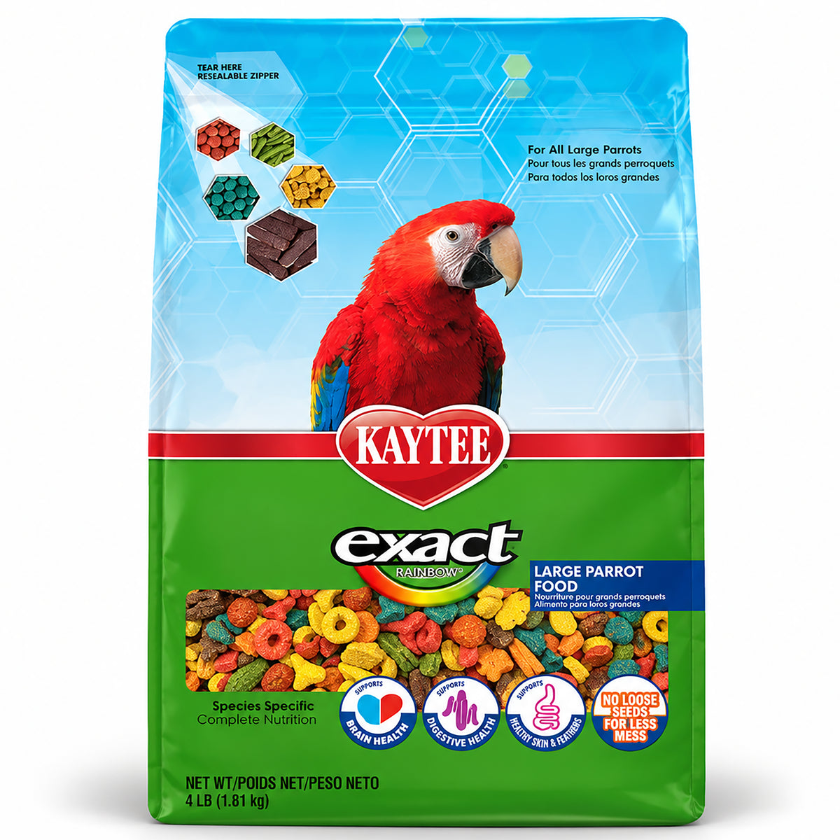 Front of Kaytee Exact Rainbow Large Parrot Food 4-lb 