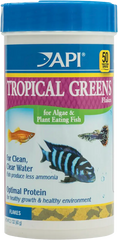 API Tropical Greens Flakes Algae & Plant Eating Fish Food 2.1-oz