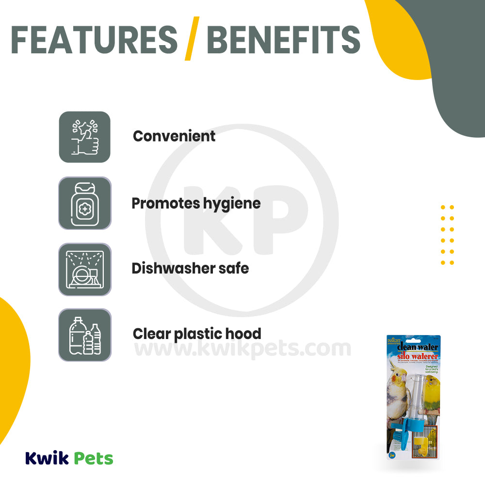 JW Pet Clean Water Silo Bird Waterer Assorted Large, Kwik Pets