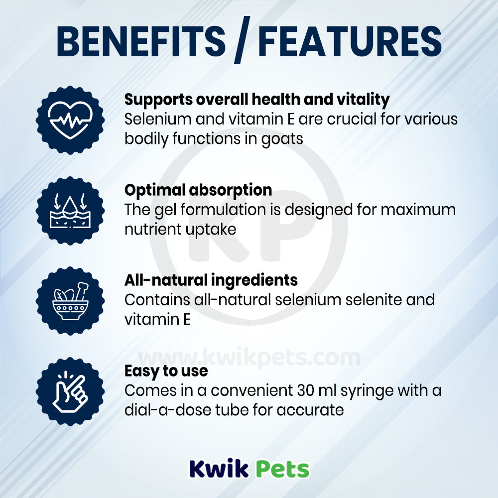 Benefits & Features of Kaeco Selenium & Vitamin E Gel for Goats 30 ml