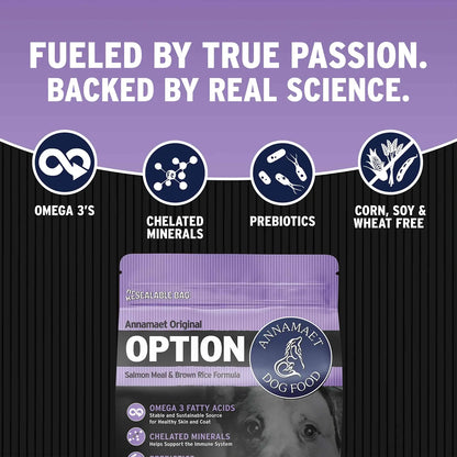 Features of Annamaet Original Option Dry Dog Food Salmon Meal & Brown Rice Formula 12-lb