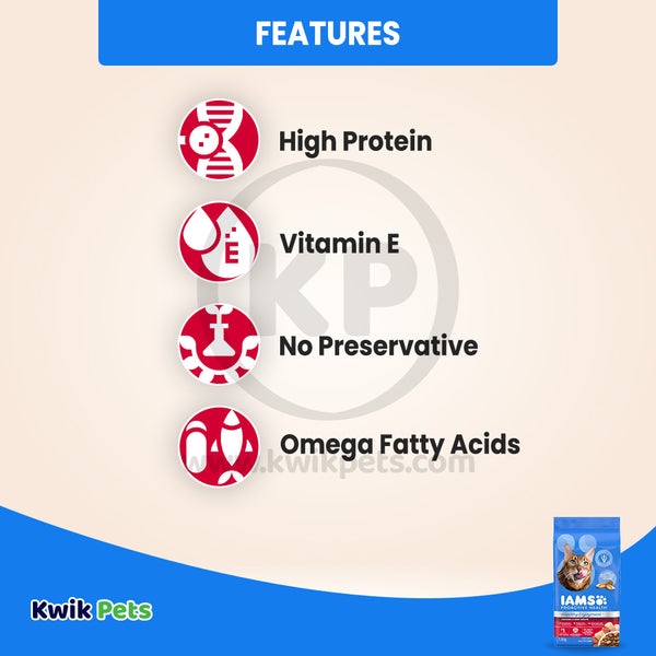 Features of IAMS ProActive Health Healthy Enjoyment Adult Dry Cat Food Chicken & Beef 3-lb