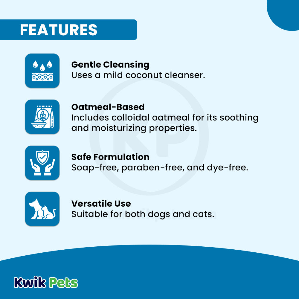 Features of TropiClean OxyMed Anti-Itch Medicated Oatmeal Shampoo for Dogs & Cats 20-oz
