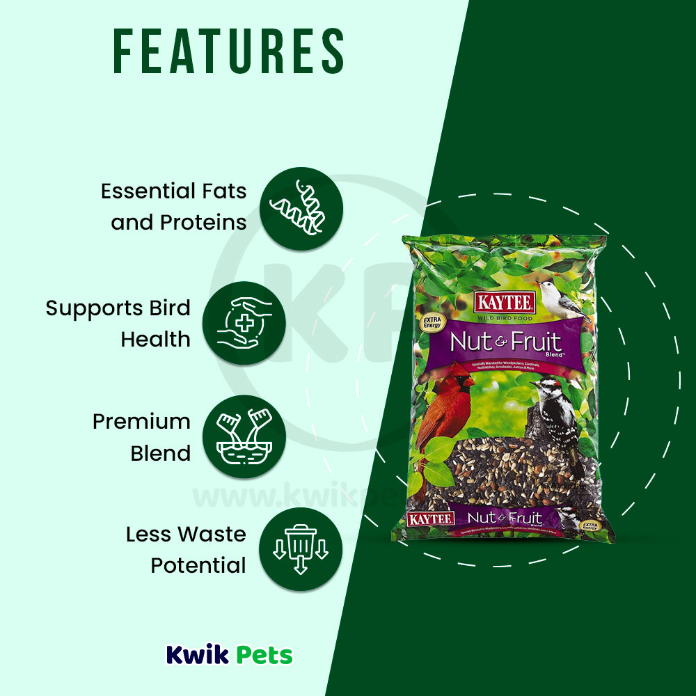 Features of Kaytee Nut & Fruit Blend Wild Bird Food 5-lb 