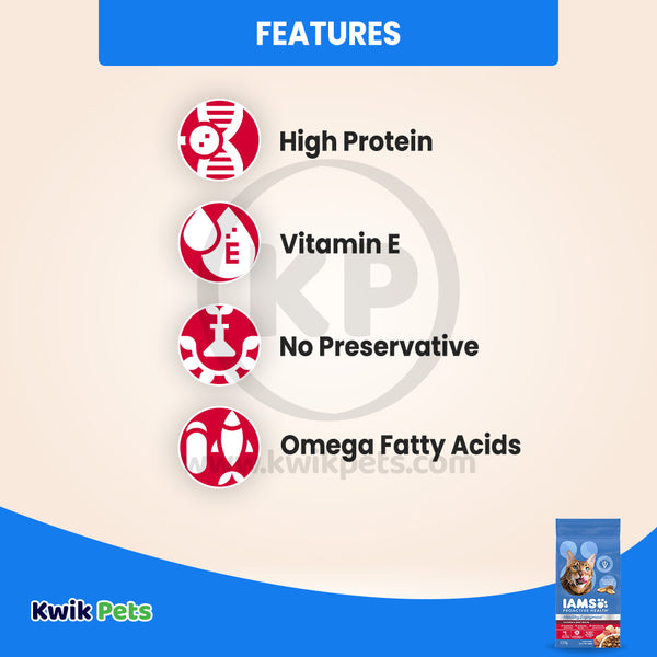 Features of IAMS ProActive Health Healthy Enjoyment Adult Dry Cat Food Chicken & Beef 6-lb
