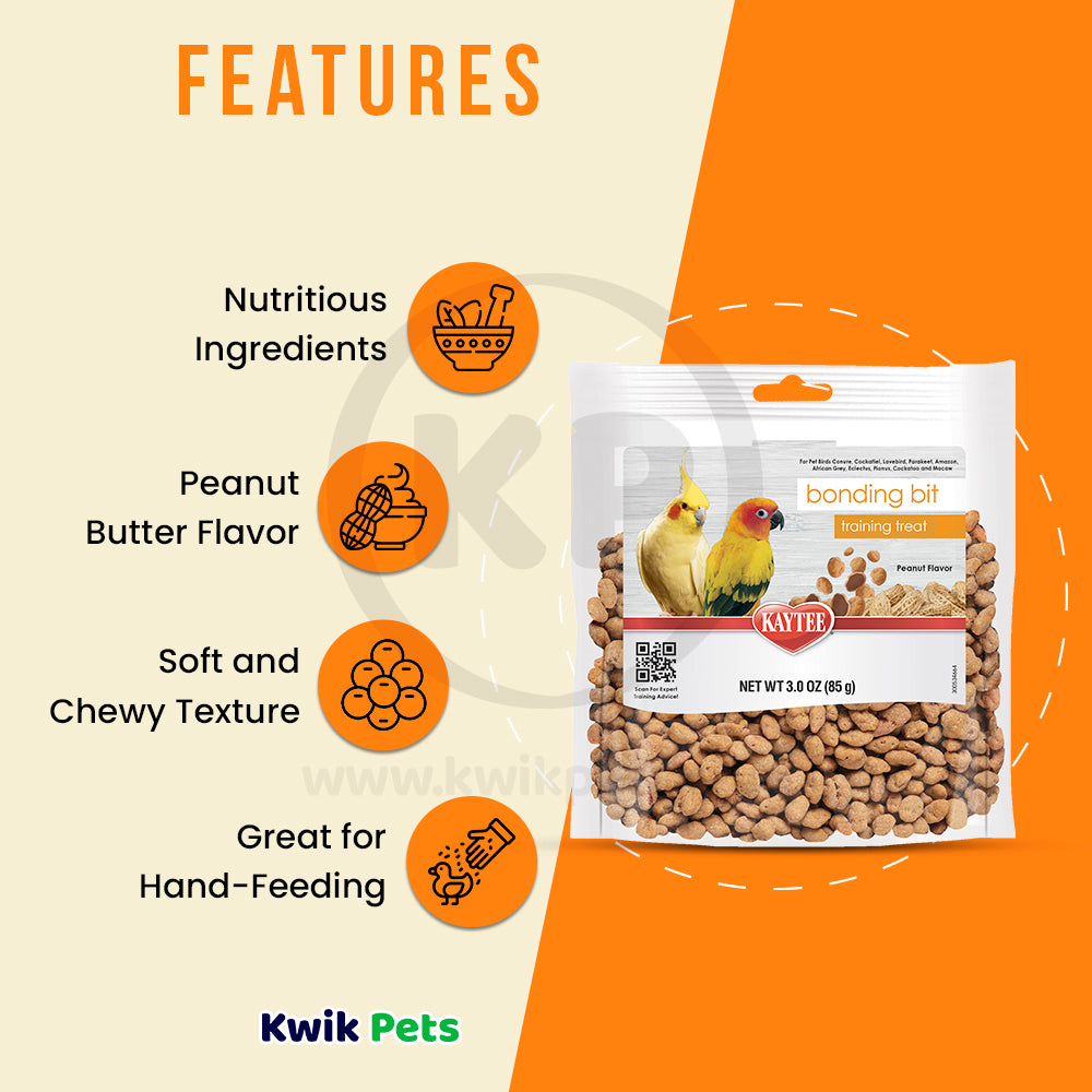Features of Kaytee Bonding Bites Bird Training Treats Peanut Butter 3-oz