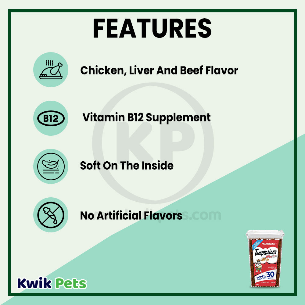 Features of Temptations MixUps Crunchy & Soft Adult Cat Treats Backyard Cookout 30-oz