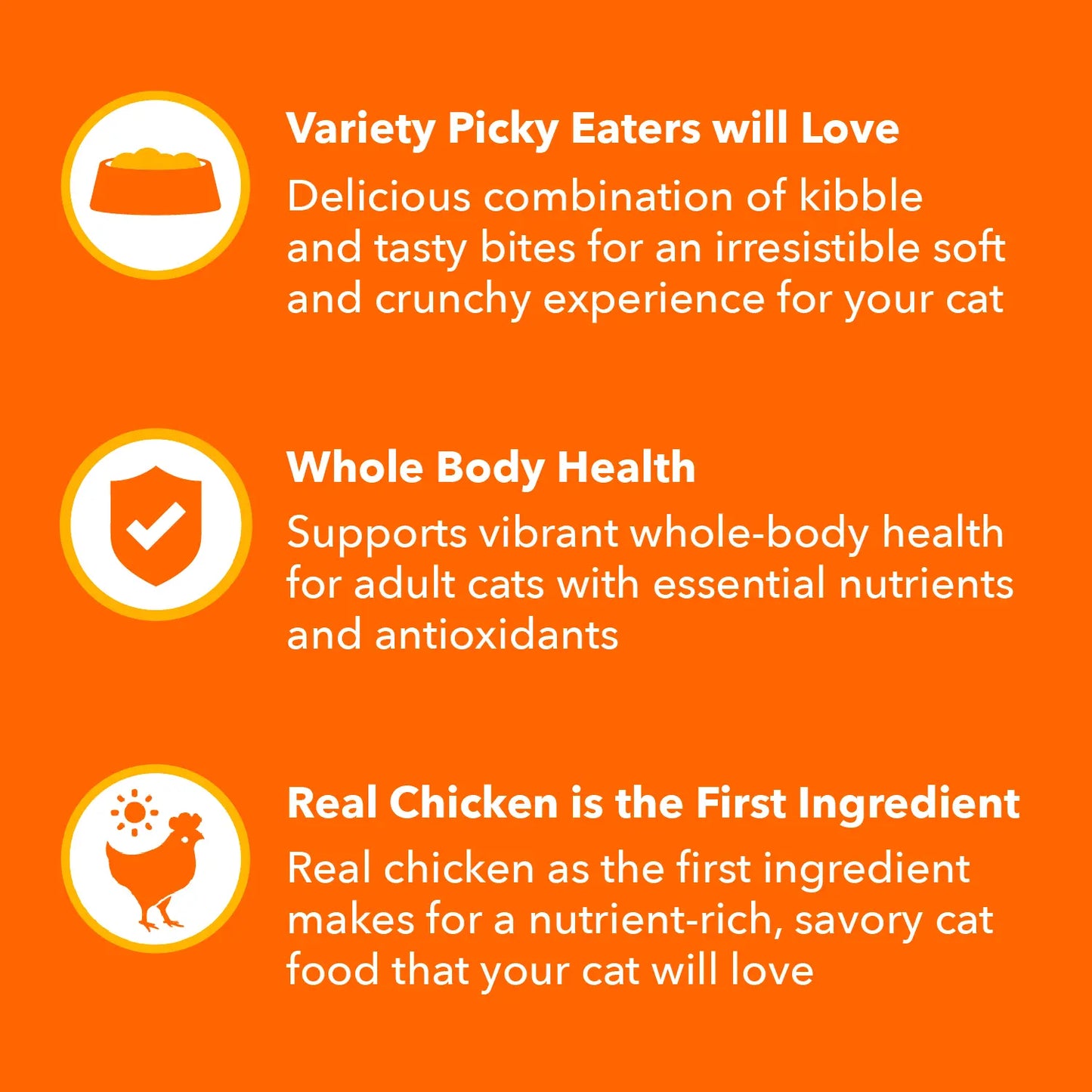 Features of IAMS ProActive Health Healthy Enjoyment Adult Dry Cat Food Chicken & Salmon 6-lb