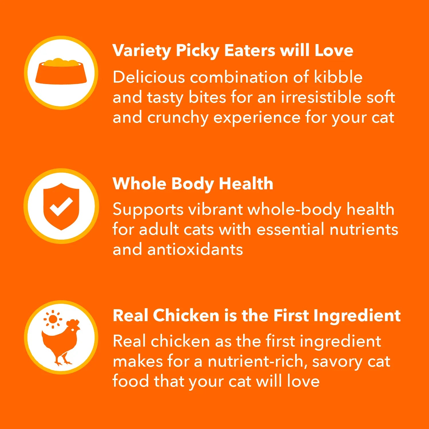 Features of IAMS ProActive Health Healthy Enjoyment Adult Dry Cat Food Chicken & Salmon 6-lb