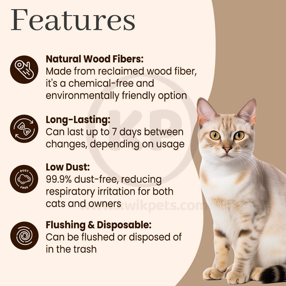 Features of Okocat Original Premium Clumping Wood Cat Litter 9-lb