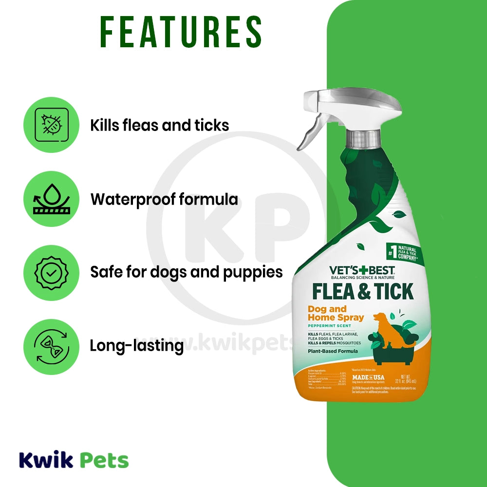 Features of Veterinarian's Best Natural Flea and Tick Home Spray 32-oz