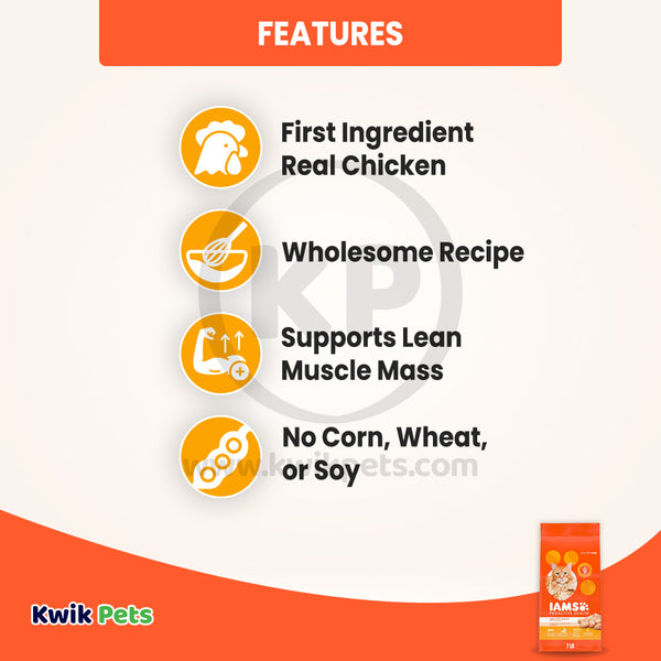 Features of IAMS Proactive Health Adult Dry Cat Food Chicken 7-lb