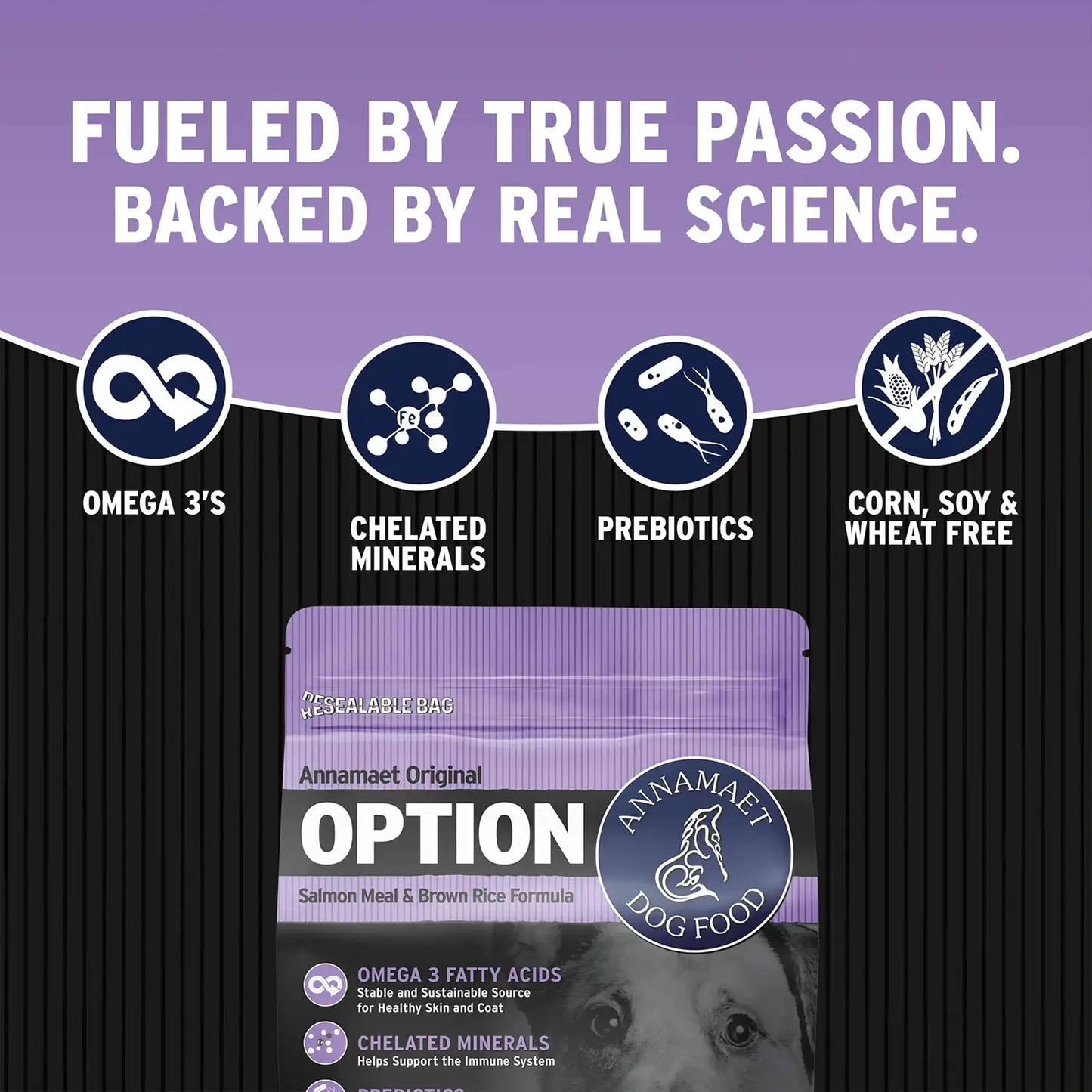 Features of Annamaet Original Option Dry Dog Food Salmon Meal & Brown Rice Formula 5-lb