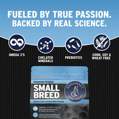 Features of Annamaet Original Small Breed Dry Dog Food Chicken Meal & Brown Rice Formula 4-lb