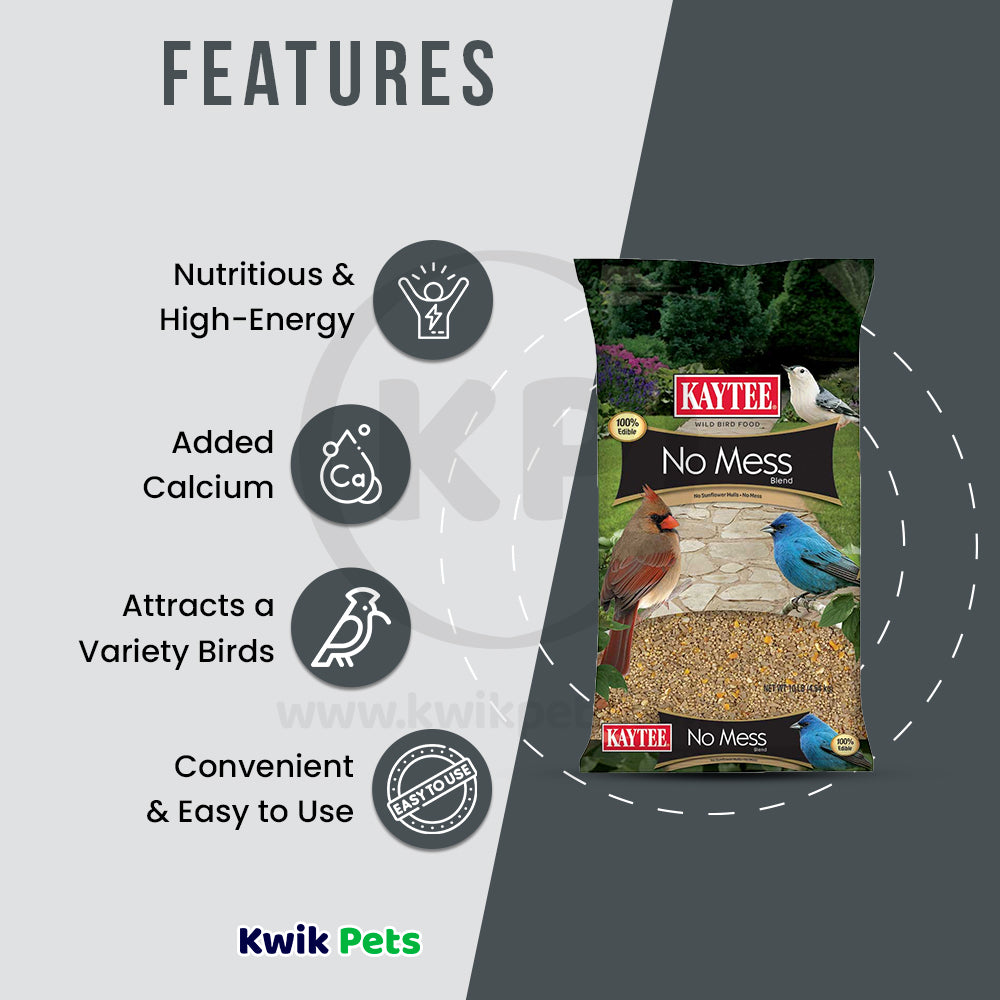 Features of Kaytee No Mess Blend Wild Bird Food 10-lb