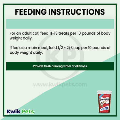 Feeding Instructions of Temptations MixUps Crunchy & Soft Adult Cat Treats Backyard Cookout 30-oz