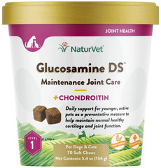 NaturVet Glucosamine-DS Level 1 Soft Chews for Dogs & Cats 70 Count 5.4-oz