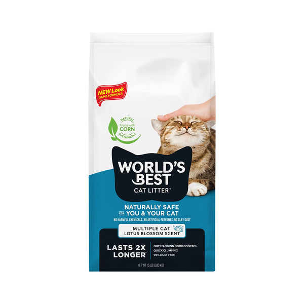 Front of World's Best Cat Litter Multiple Cat Lotus Blossom Scented Formula 15-lb