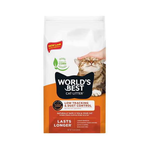 Front of World's Best Cat Litter Low Tracking & Dust Control Multiple Cat Unscented Formula 15-lb