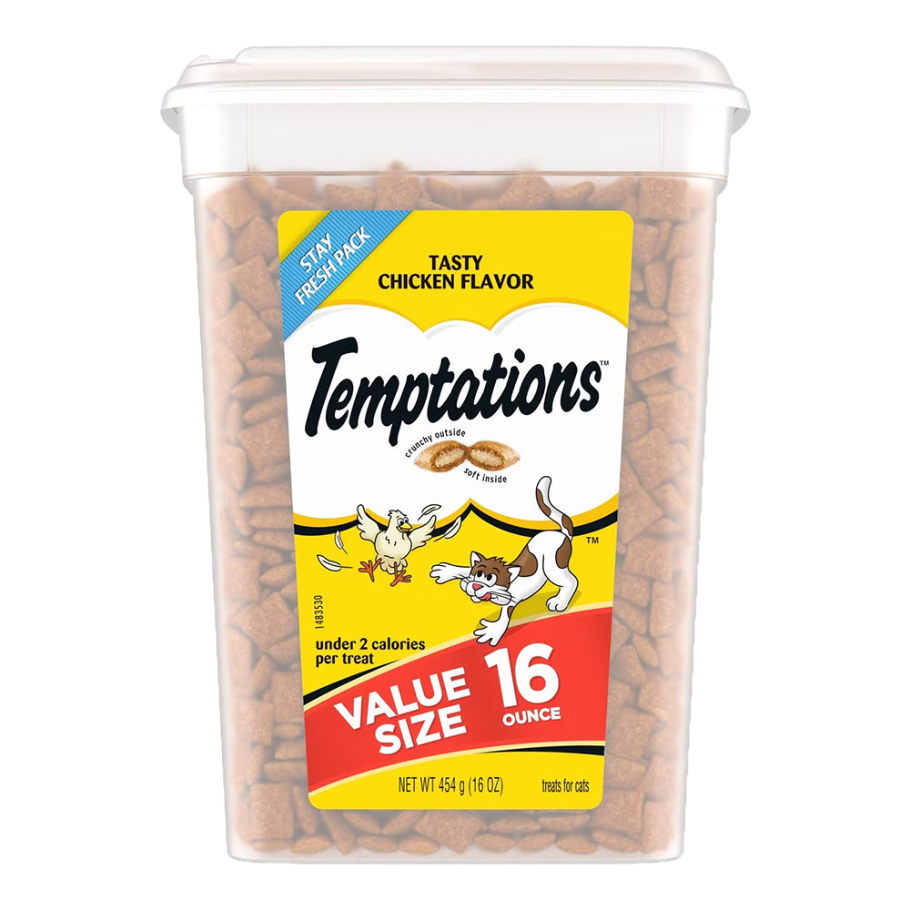 Front of Temptations Classics Crunchy & Soft Adult Cat Treats Tasty Chicken 16-oz