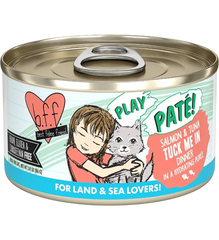 Weruva B.F.F. PLAY Paté Salmon & Tuna Tuck Me In Dinner in a Hydrating Purée Wet Cat Food 2.8-oz