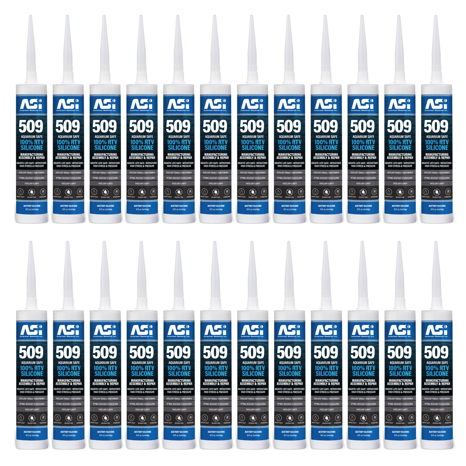 ASI Black Aquarium Silicone Sealant Cartridge 10.2-oz 24 Pack, Kwik Pets