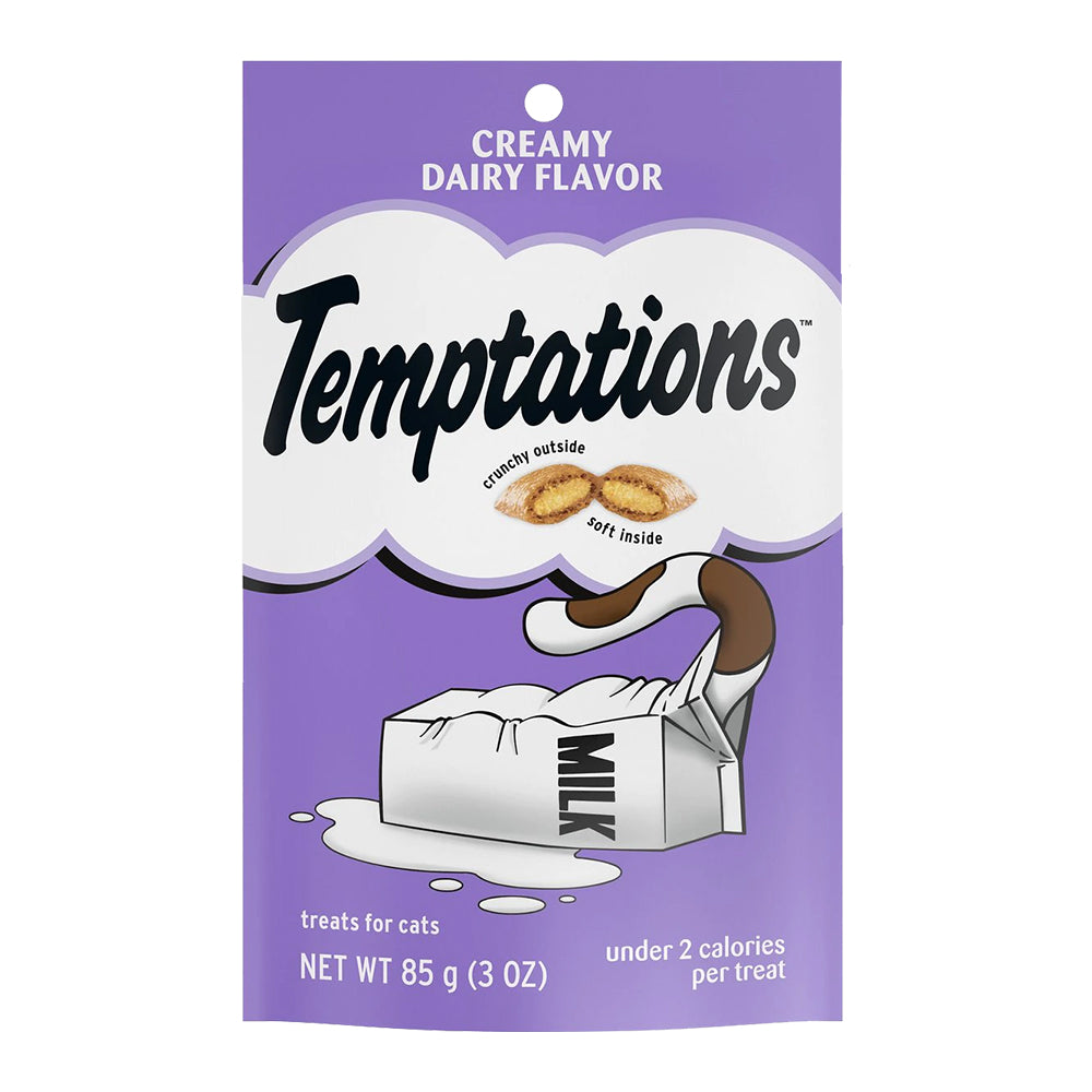 Front of Temptations Classics Crunchy & Soft Adult Cat Treats Creamy Dairy 3-oz