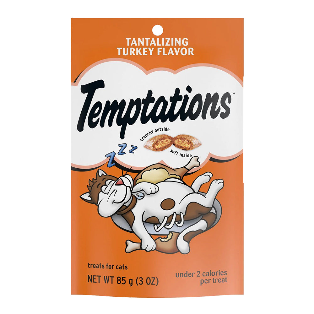 Front of Temptations Classics Crunchy & Soft Adult Cat Treats Tantalizing Turkey 3-oz