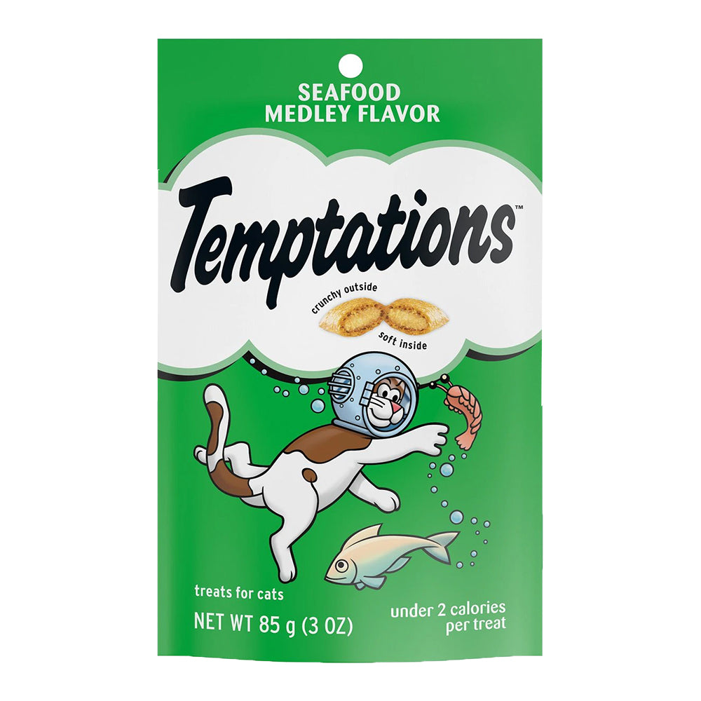 Front of Temptations Classics Crunchy & Soft Adult Cat Treats Seafood Medley 3-oz