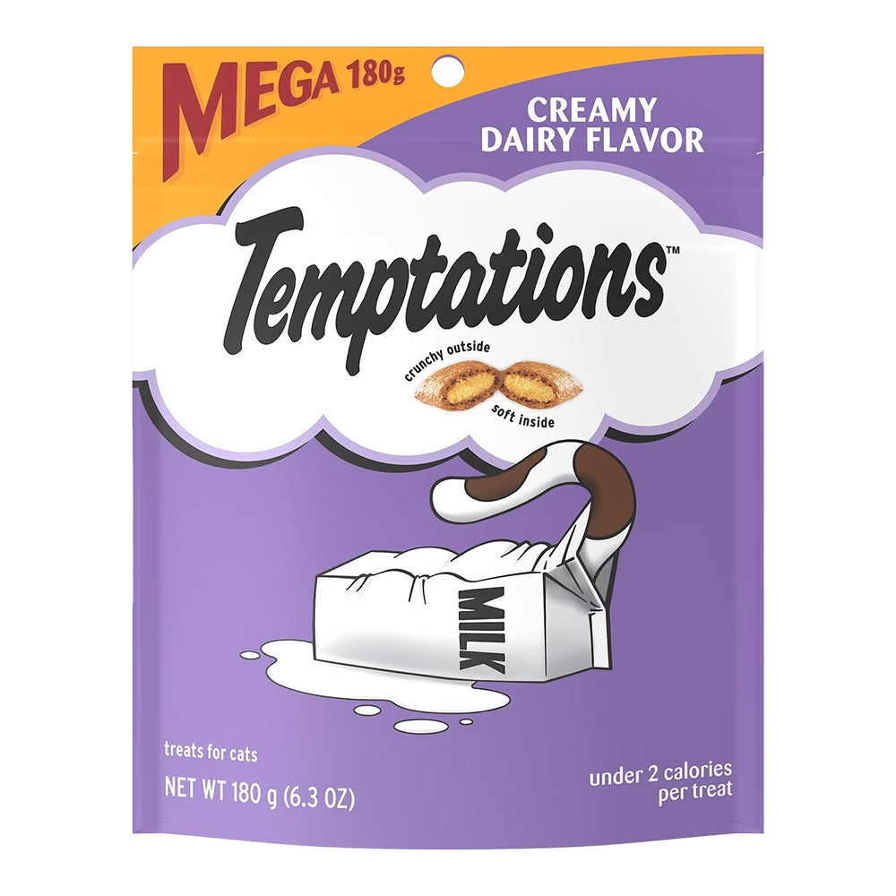 Front of Temptations Classics Crunchy & Soft Adult Cat Treats Creamy Dairy 6.3-oz