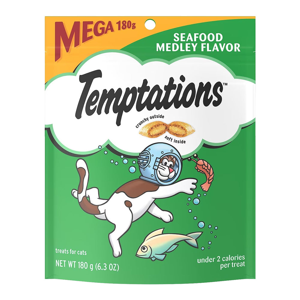 Front of Temptations Classics Crunchy & Soft Adult Cat Treats Seafood Medley 6.3-oz