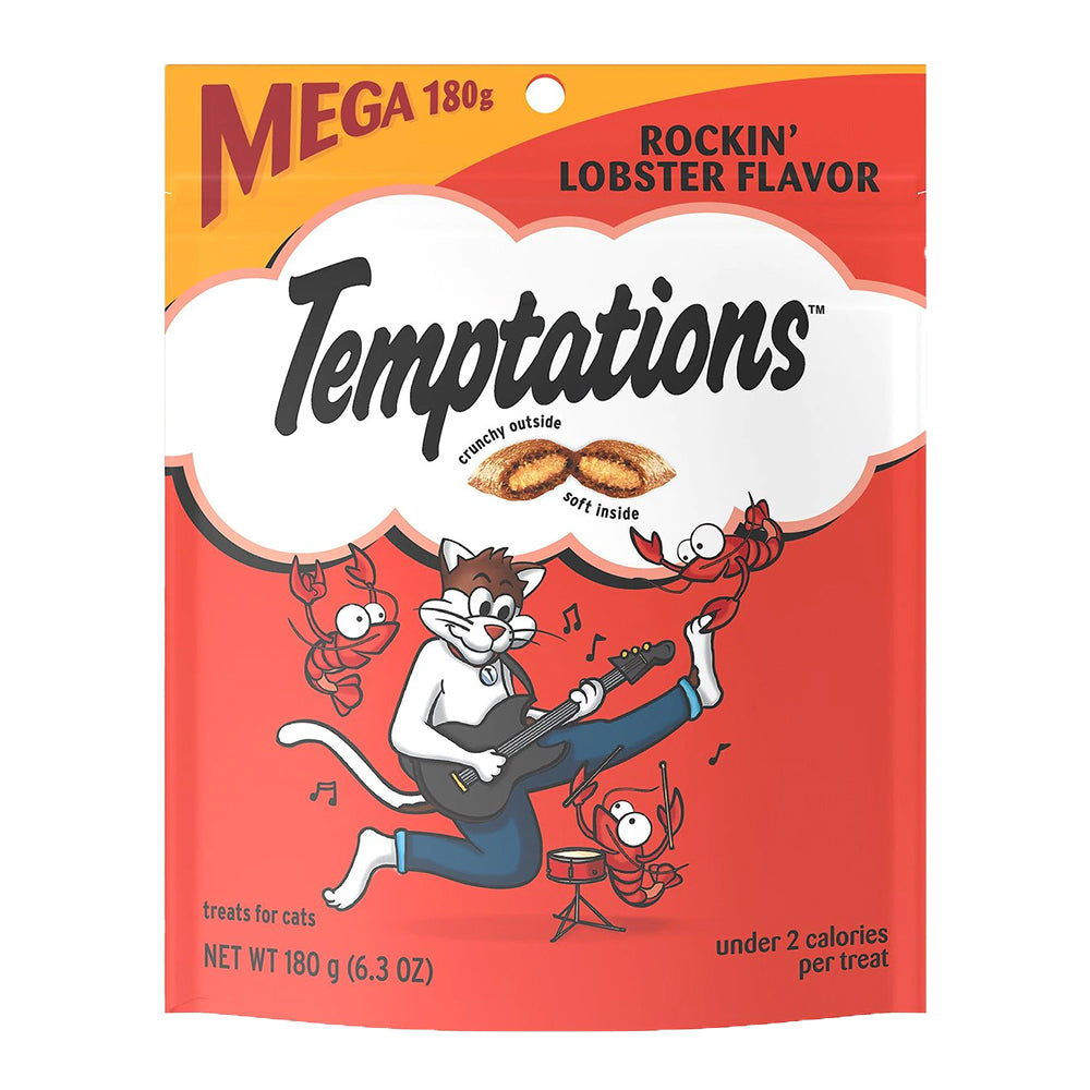 Front of Temptations Classics Crunchy & Soft Adult Cat Treats Rockin' Lobster 6.3-oz
