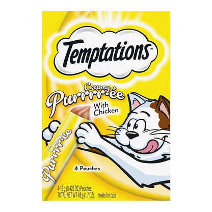 Front of Temptations Creamy Purrrr-ee Cat Treats Chicken 1.7-oz