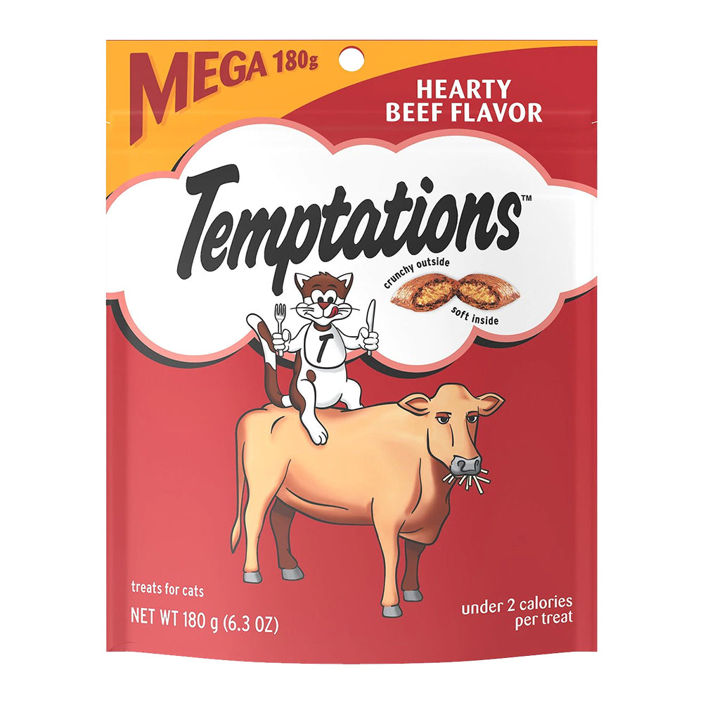 Front of Temptations Classics Crunchy & Soft Adult Cat Treats Hearty Beef 6.3-oz