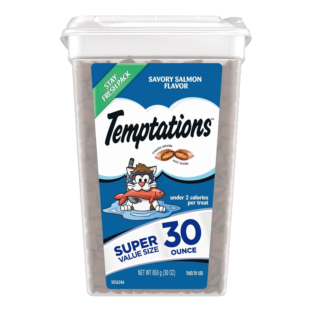 Front of Temptations Classics Crunchy & Soft Adult Cat Treats Savory Salmon 30-oz