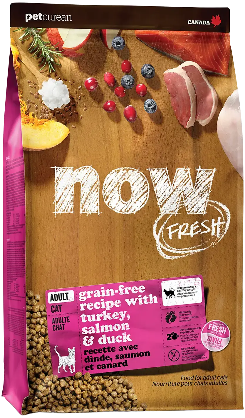 Petcurean Now Fresh Grain-Free Adult Formula Dry Cat Food Turkey, Salmon & Duck