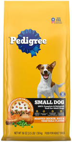Front of Pedigree Complete Nutrition Adult Dry Small Dog Food Roasted Chicken, Rice & Vegetable 3.5-lb