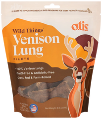 O.T.I.S. Wild Things Dog Treat Filets Venison Lung 4-oz