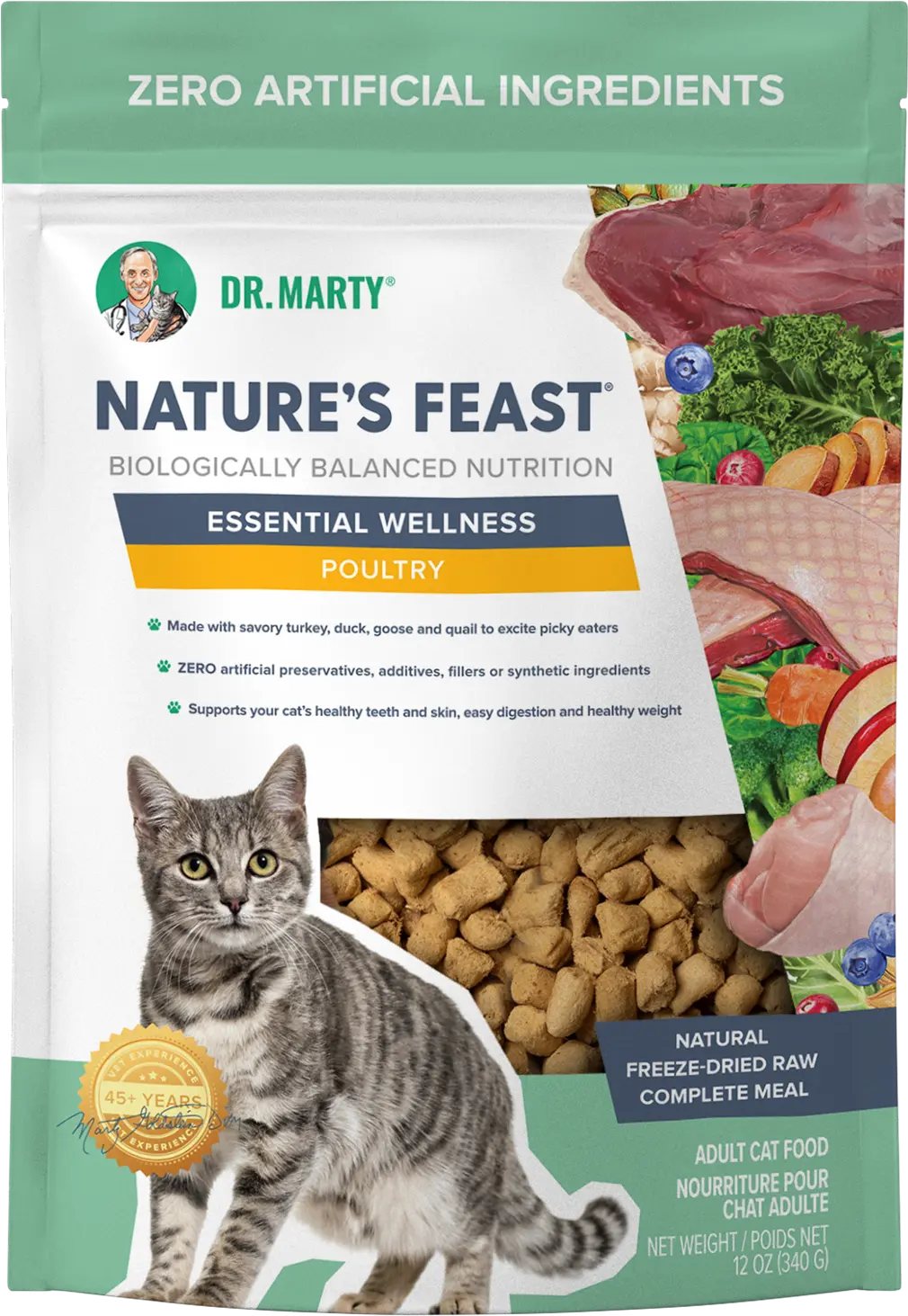 Dr. Marty Nature's Feast Essential Wellness Premium Freeze-Dried Raw Adult Cat Food Poultry