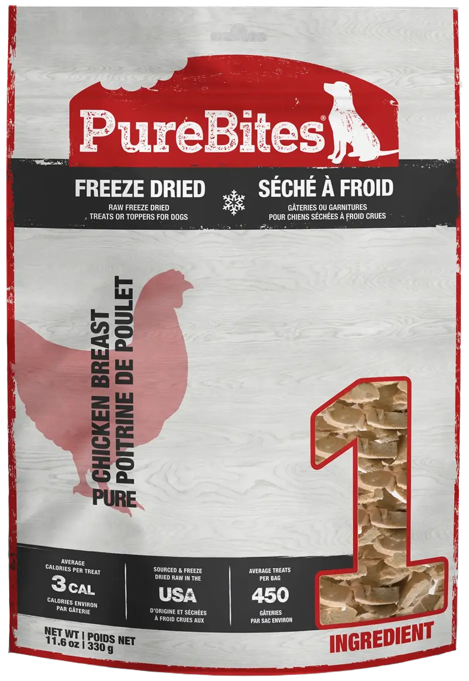 Front of PureBites Chicken Breast Freeze-Dried Dog Treats 11.6-oz