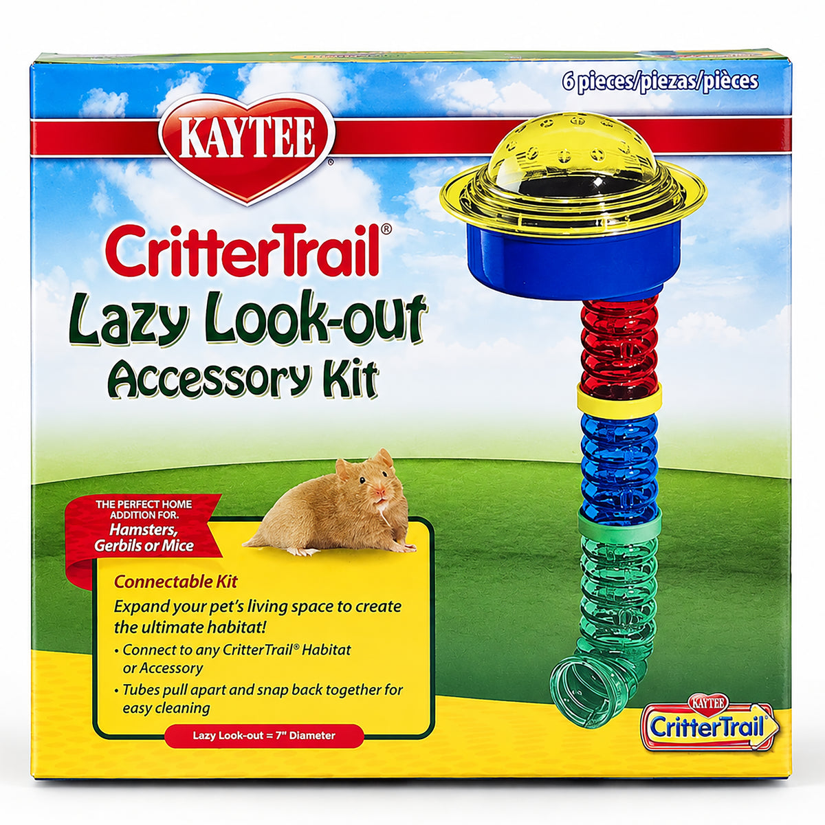 Front of Kaytee CritterTrail Lazy Look-Out Accessory Kit for Hamsters, Gerbils & Mice 6 Count