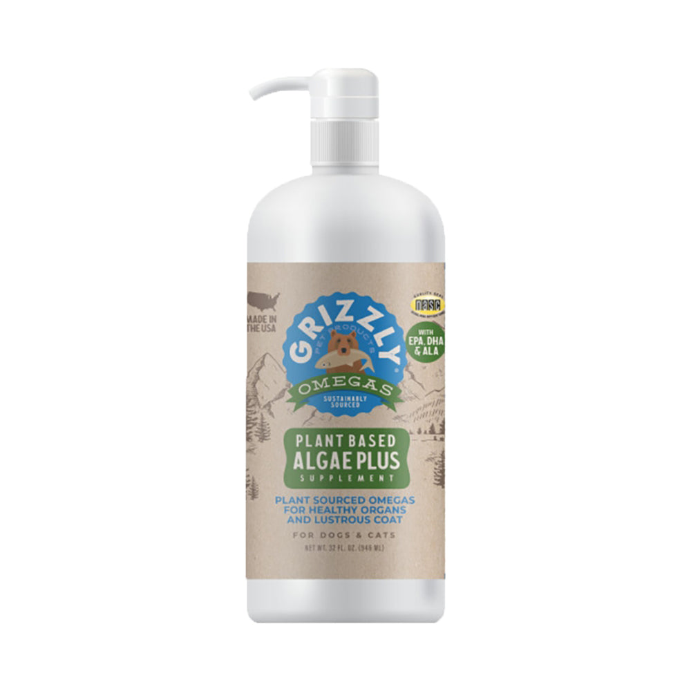 Front of Grizzly Algal Oil Plus Food Supplement for Dogs & Cats 32-oz
