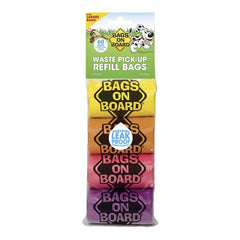 Bags on Board Waste Pick-up Refill Bags Yellow Pink Purple Blue 60 Count