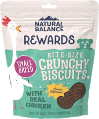 Natural Balance Pet Foods Rewards Bite-Size Crunchy Biscuits Small Breed Dog Treats Chicken 8-oz