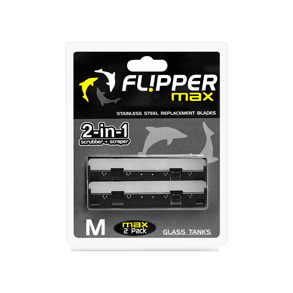 Front of Flipper Cleaner Stainless Steel Replacement Blades for Glass Aquariums Black Max 2 Count